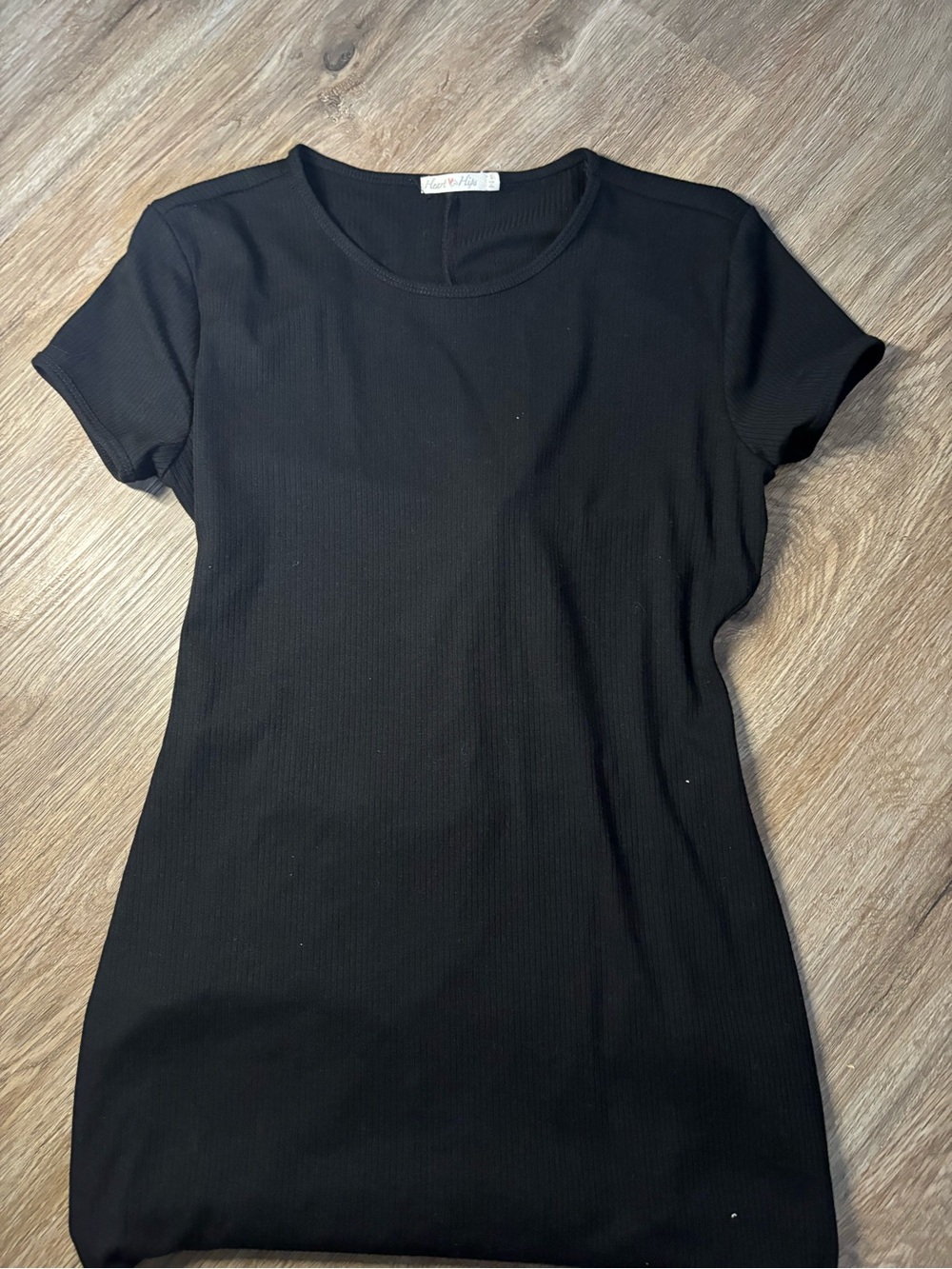 Heart Hips Black Ribbed Short Sleeve Tee